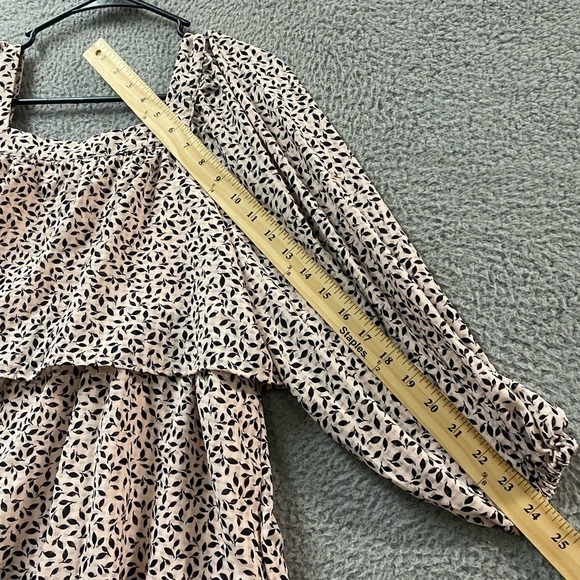 Who What Wear Women's Dress XS Ruffle Mini Half Sleeve Tiered Pink Black New - Picture 10 of 15